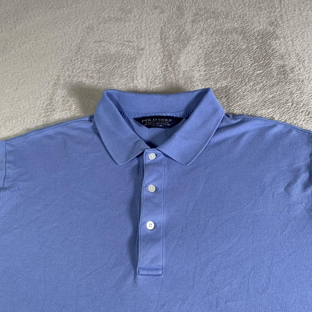 Polo Golf Ralph Lauren Polo Shirt Mens Large Blue Pima Cotton Stretch‎ Knit - Picture 2 of 10